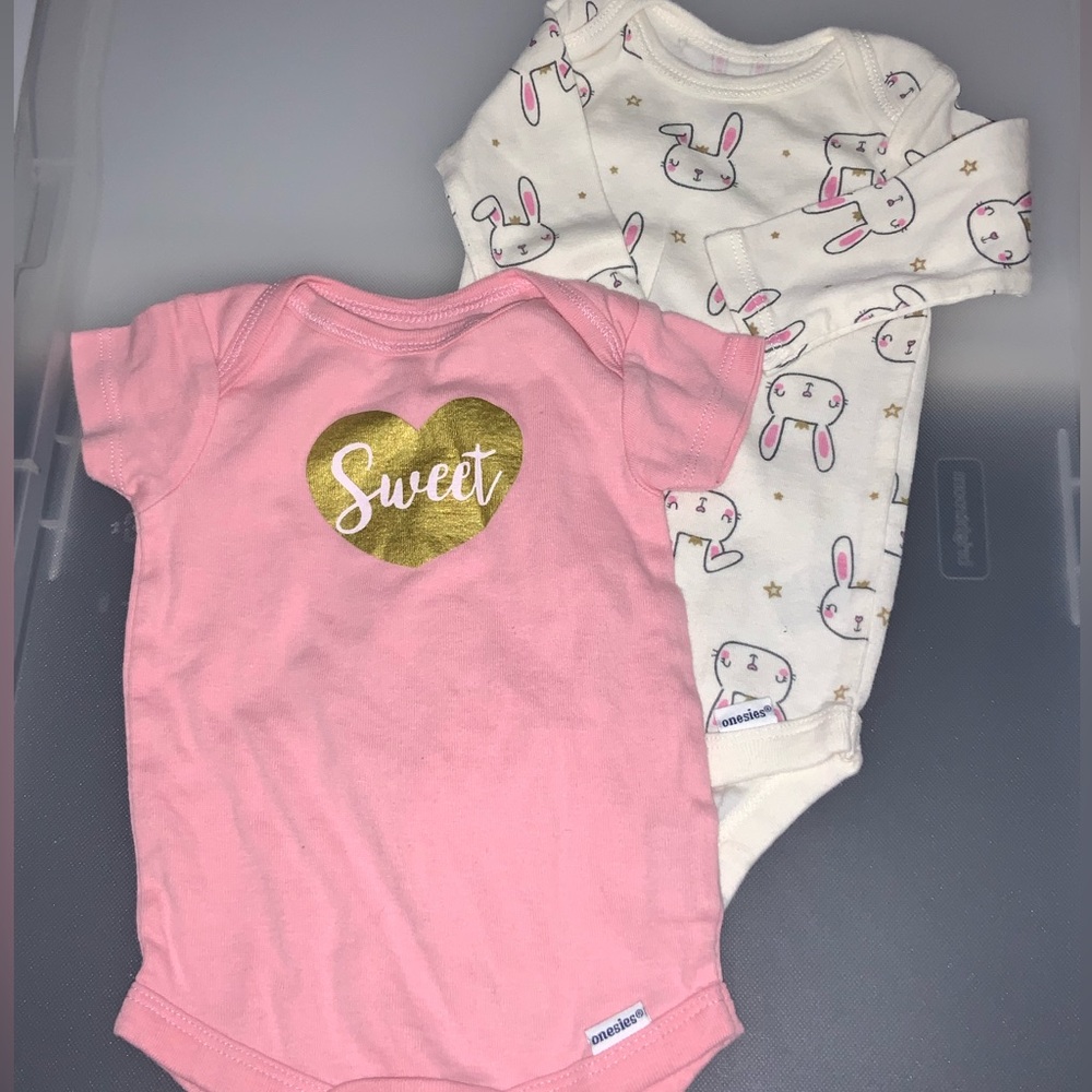 Gerber Pink and Cream Baby One Pieces